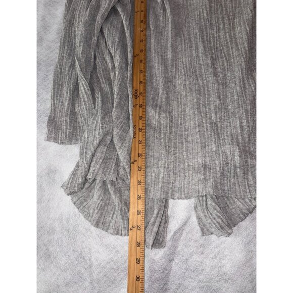 Eileen Fisher Crinkle Open Draped Cardigan L Gray Italian Yarn Lightweight - Picture 9 of 10